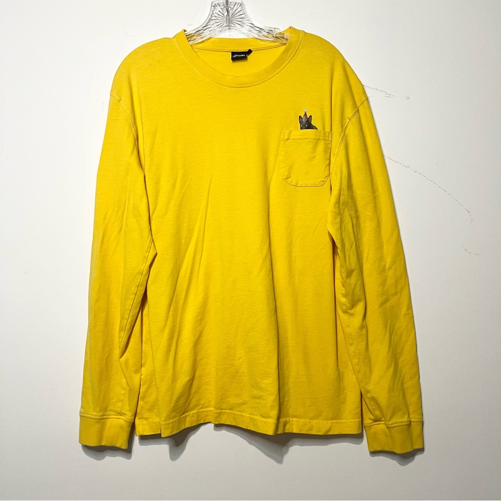 Lovejoy Jim Jam Yellow Wilbur Soot Long Sleeve Men's L/ Unisex/ Dog in Pocket